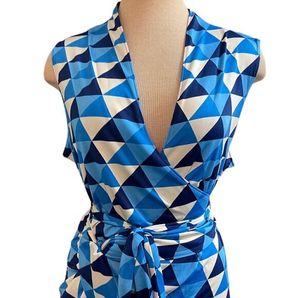 Nikki Poulos Blue White Retro Boho Tank Shirt Blouse Size 1X - Picture 2 of 7